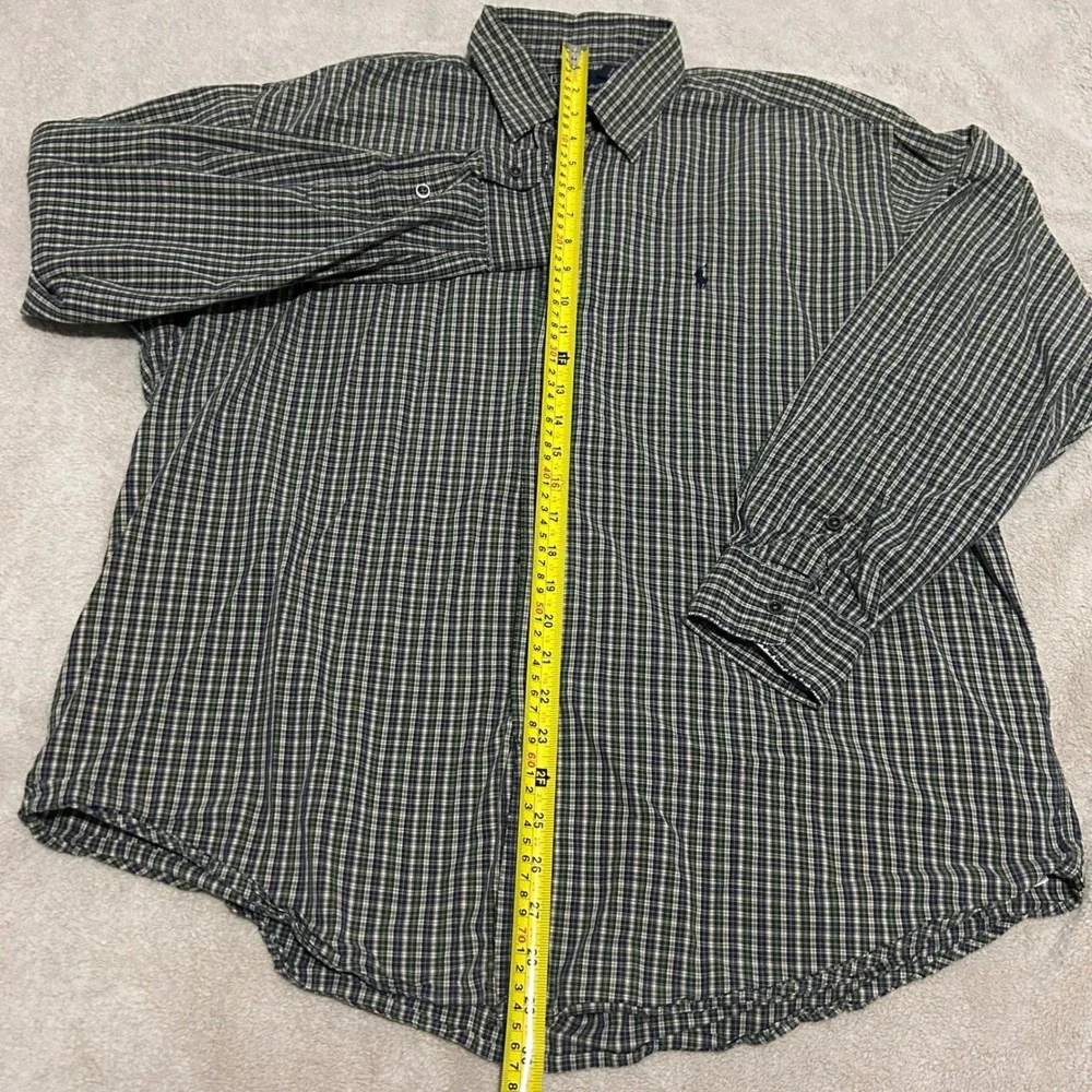 Polo Ralph Lauren Button Down Shirt Mens XL Green Plaid Marlowe‎ Cotton